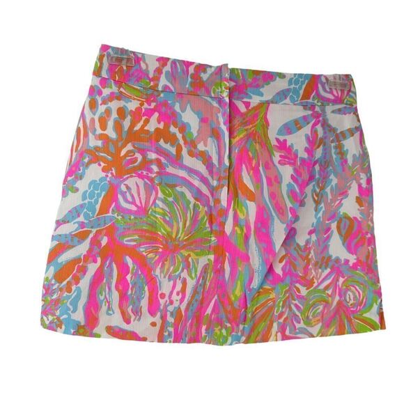 Lilly Pulitzer Skort Scuba To Cuba Womens Size 2 Colorful Preppy Palm Tree Zip - Picture 11 of 11